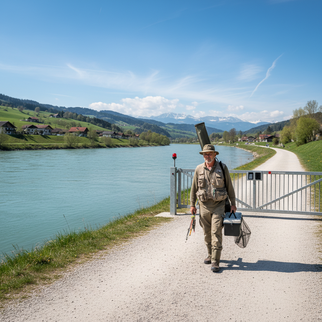 Fischer auf dem Treppelweg
